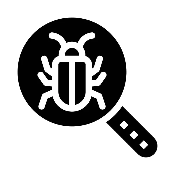 Bug Vecteur Recherche Glyphes Icône — Image vectorielle