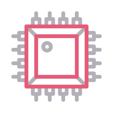 işlemci vektör renk çizgisi simgesi