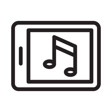 mobil müzik vektörü ince çizgi simgesi 
