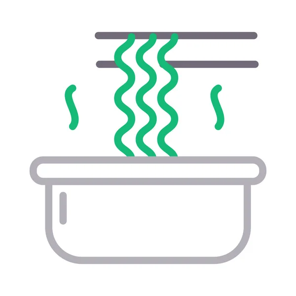 Suppenschüssel Vektor Farbe Linie Symbol — Stockvektor