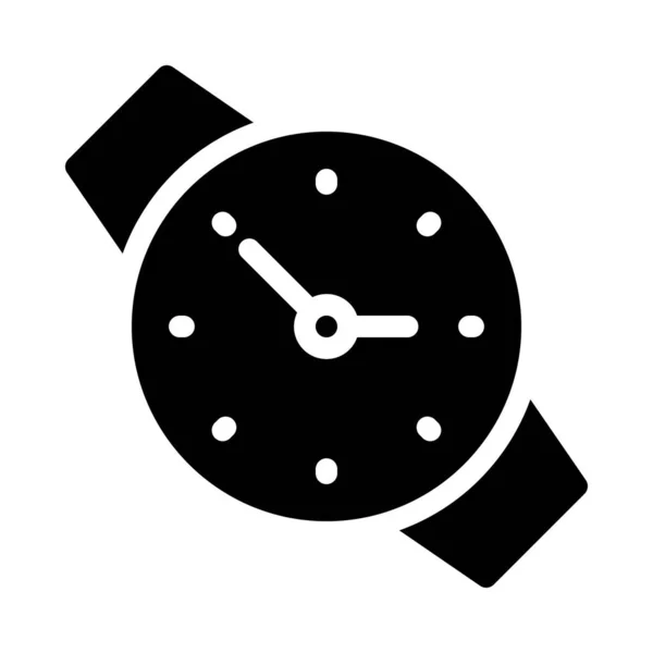 Reloj Pulsera Glifo Icono Plano — Archivo Imágenes Vectoriales