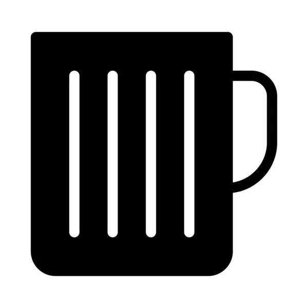 Taza Vector Glifo Plano Icono — Vector de stock