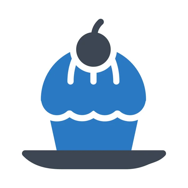 Tasse Kuchen Vektor Glyphen Farbe Symbol — Stockvektor
