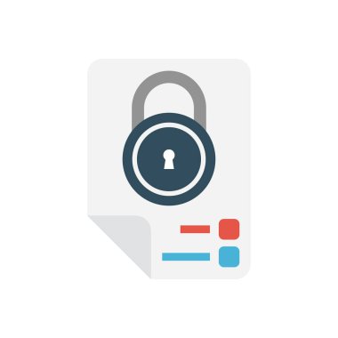 dosya kilidi vektör düz renk simgesi 