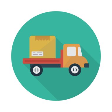 dağıtım kamyonu vektörü düz renk simgesi 