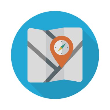 konum haritası vektörü düz renk simgesi 