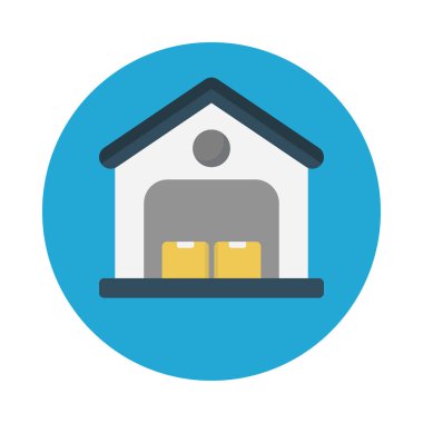 depo vektörü renk düz simgesi 