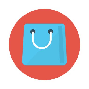 alışveriş poşeti vektör rengi düz simge 
