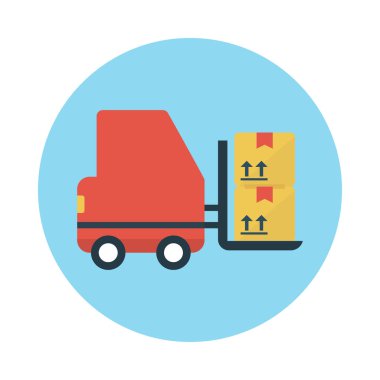 yükleyici makine vektör renk düz simgesi 