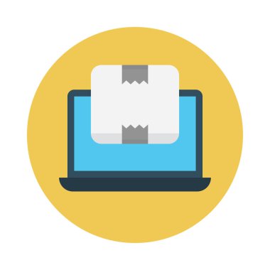 çevrimiçi dağıtım vektörü renk düz simgesi 