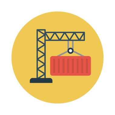 vinç vektör renk düz simgesi 