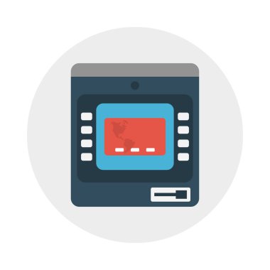 Atm vektör renk düz simgesi 