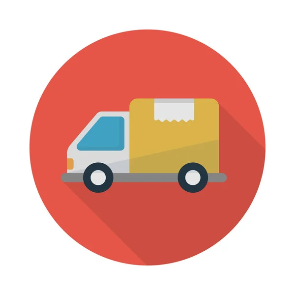 送货卡车包裹矢量平面彩色图标 — 图库矢量图片