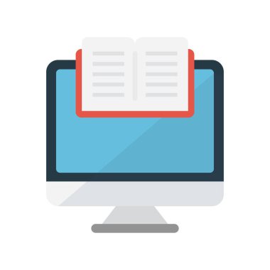 okuma vektörü renk düz simgesi 