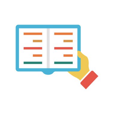 okuma vektörü renk düz simgesi 