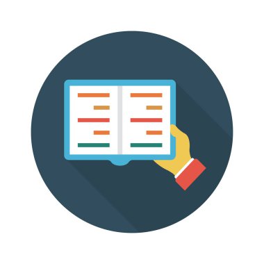 okuma vektörü renk düz simgesi 