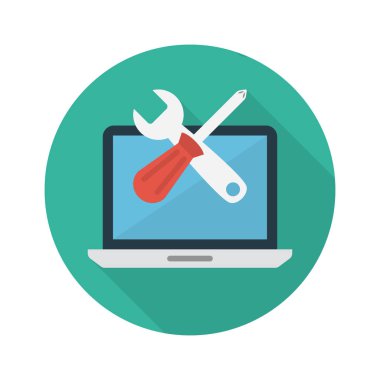 onarım vektörü renk düz simgesi 