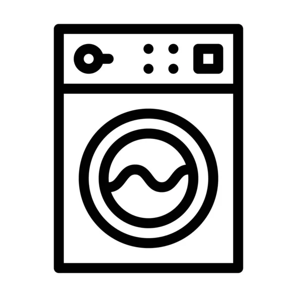 Waschmaschinenvektor Thin Line Symbol — Stockvektor