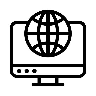 internet vektörü ince çizgi simgesi 