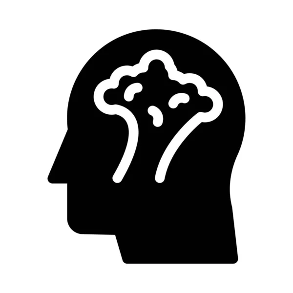 Cerveau Vecteur Glyphe Plat Icône — Image vectorielle