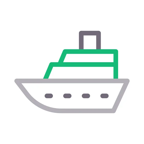 Ship Vector Color Line Icon — Stock Vector
