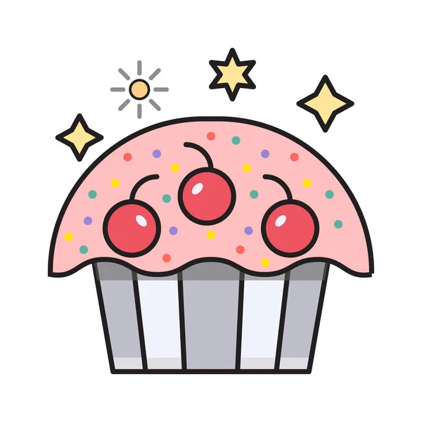 Muffin Flat Color Line Icon — Stock Vector