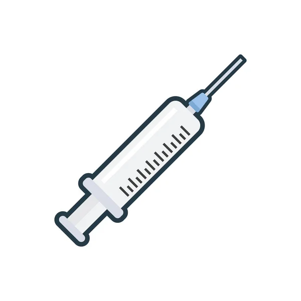 Syringe Flat Color Line Icon — Stock Vector