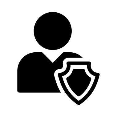 Güvenlik vektörü glyph düz simgesi