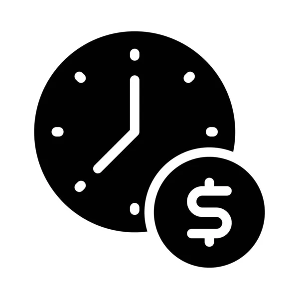 Reloj Vector Glifo Icono Plano — Vector de stock