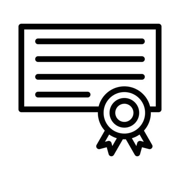 Ikona Tenké Čáry Vektoru Certifikátu — Stockový vektor