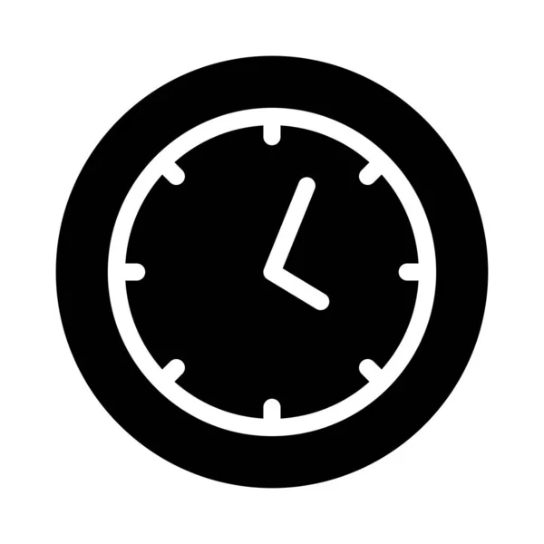 Horloge Vecteur Glyphe Icône Plate — Image vectorielle