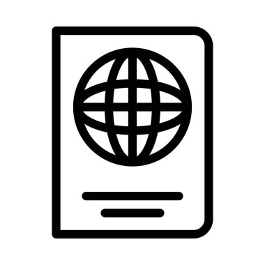 Pasaport vektörü ince çizgi simgesi