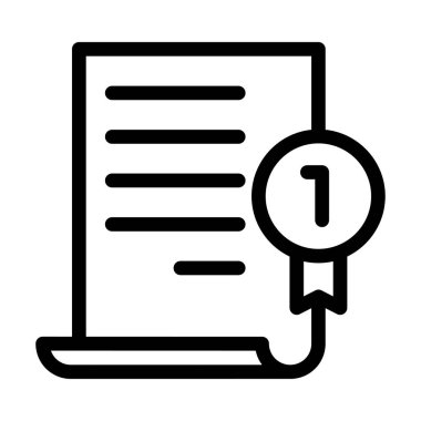 Sertifika vektörü ince çizgi simgesi