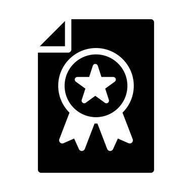 Sertifika vektörü giyph düz simgesi