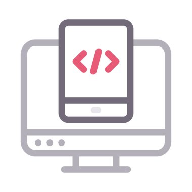 programlama vektör renk çizgisi simgesi 