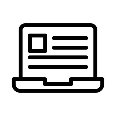 dizüstü bilgisayar vektörü ince çizgi simgesi 