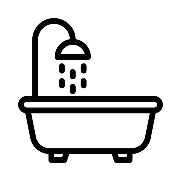 Vector Bañera Icono Línea Delgada — Vector de stock