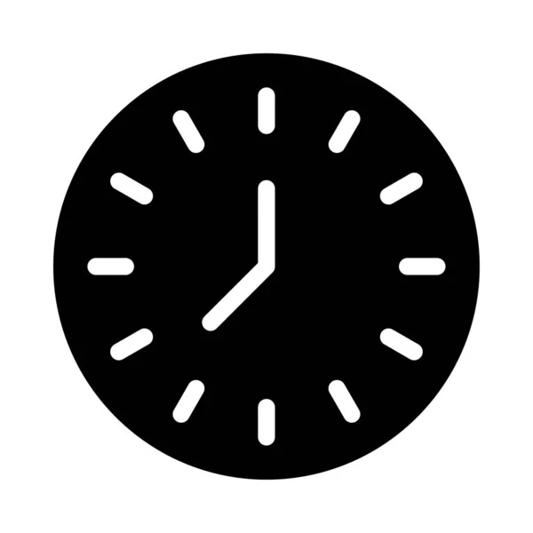 Uhr Vektor Glyphen Flaches Symbol — Stockvektor