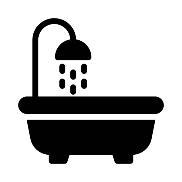 Vector Bañera Glifo Icono Plano — Vector de stock