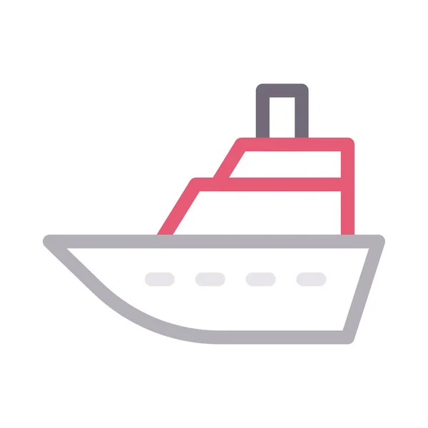 Båt Vektor Färg Linje Ikon — Stock vektor