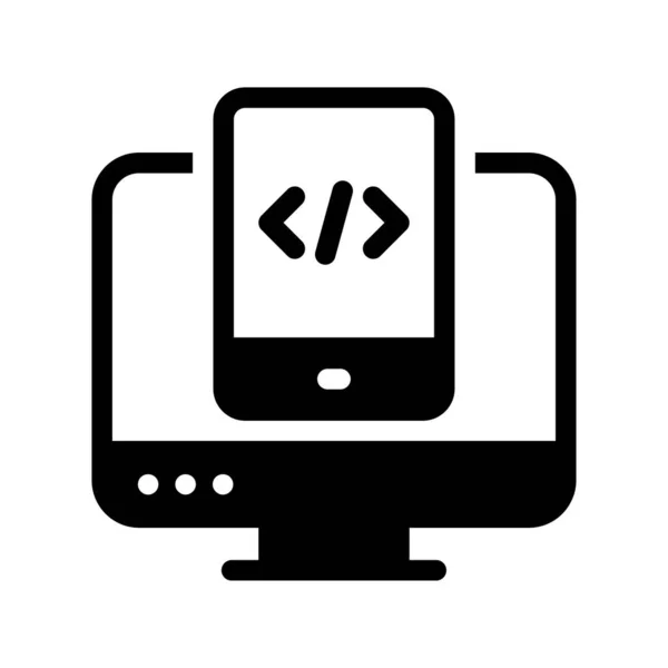 Programming Vector Glyph Flat Icon — Stock Vector