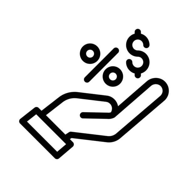 Percentage Vector Dunne Lijn Pictogram — Stockvector