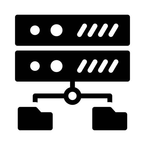Server Vektor Glyphen Flaches Symbol — Stockvektor