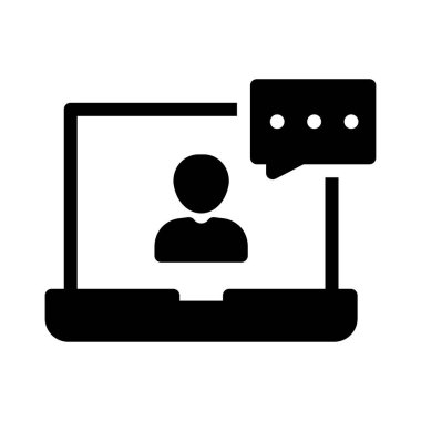 Yorum vektörü glyph düz simgesi