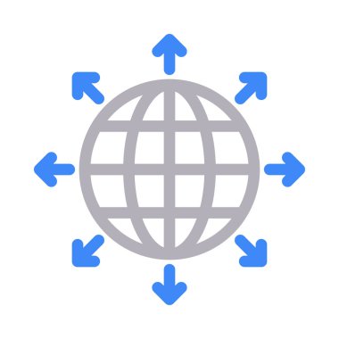 dünya vektör renk çizgisi simgesi