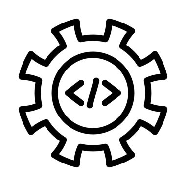 Kodlama vektörü ince çizgi simgesi