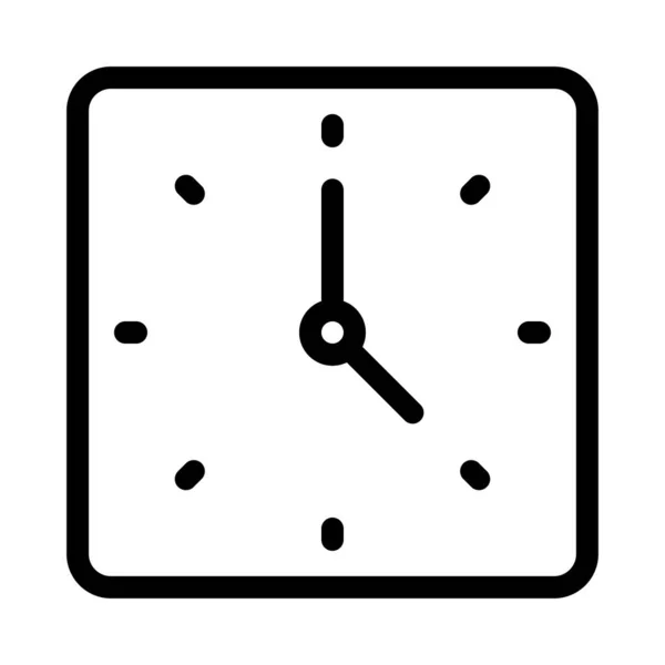Klocka Vektor Tunn Linje Ikon — Stock vektor