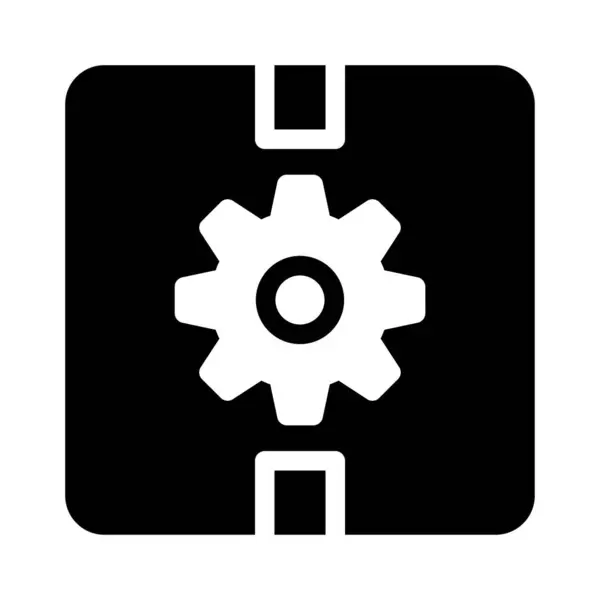 Getriebe Vektor Glyphen Flaches Symbol — Stockvektor