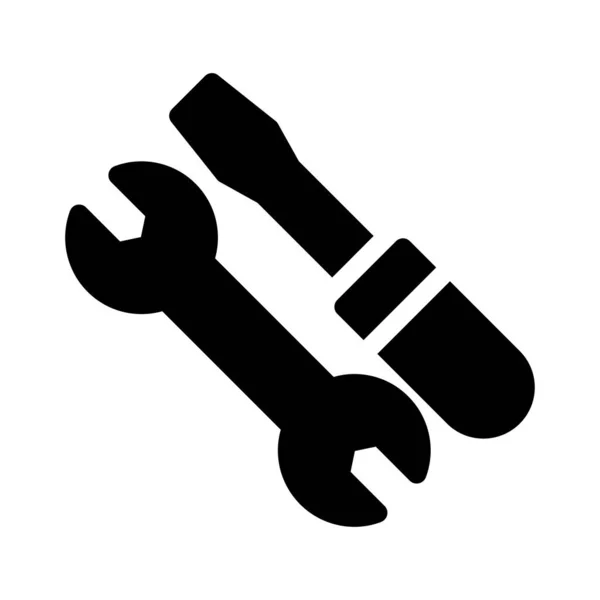 Schraubenschlüssel Vektor Glyphen Flaches Symbol — Stockvektor