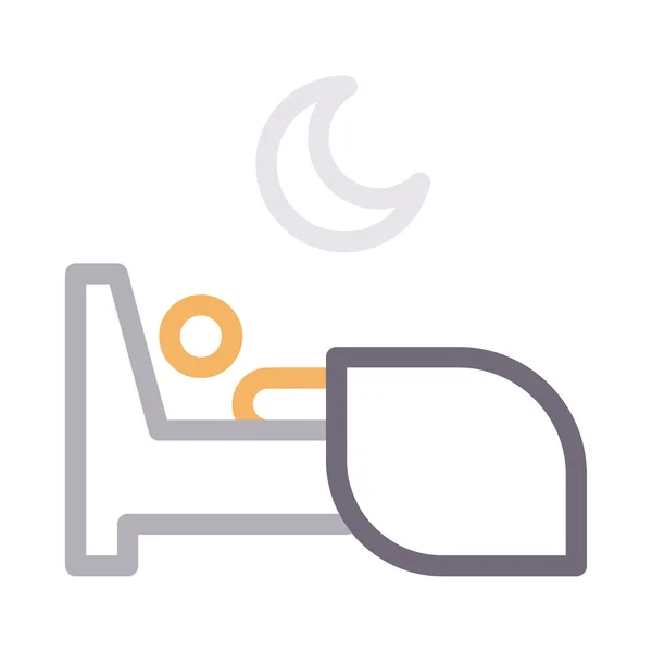 Cama Vector Color Línea Icono — Archivo Imágenes Vectoriales